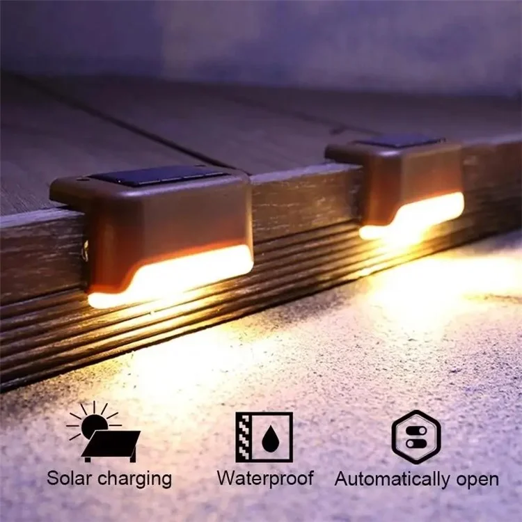 JL-99 Outdoor Solar Power Hedge Lights Railing Lights Staircase Decorative Lights - Brown / Warm Light