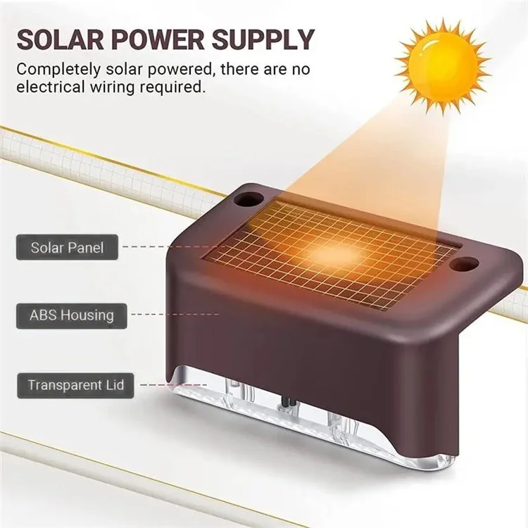 JL-99 Outdoor Solar Power Hedge Lights Railing Lights Staircase Decorative Lights - Brown / Warm Light