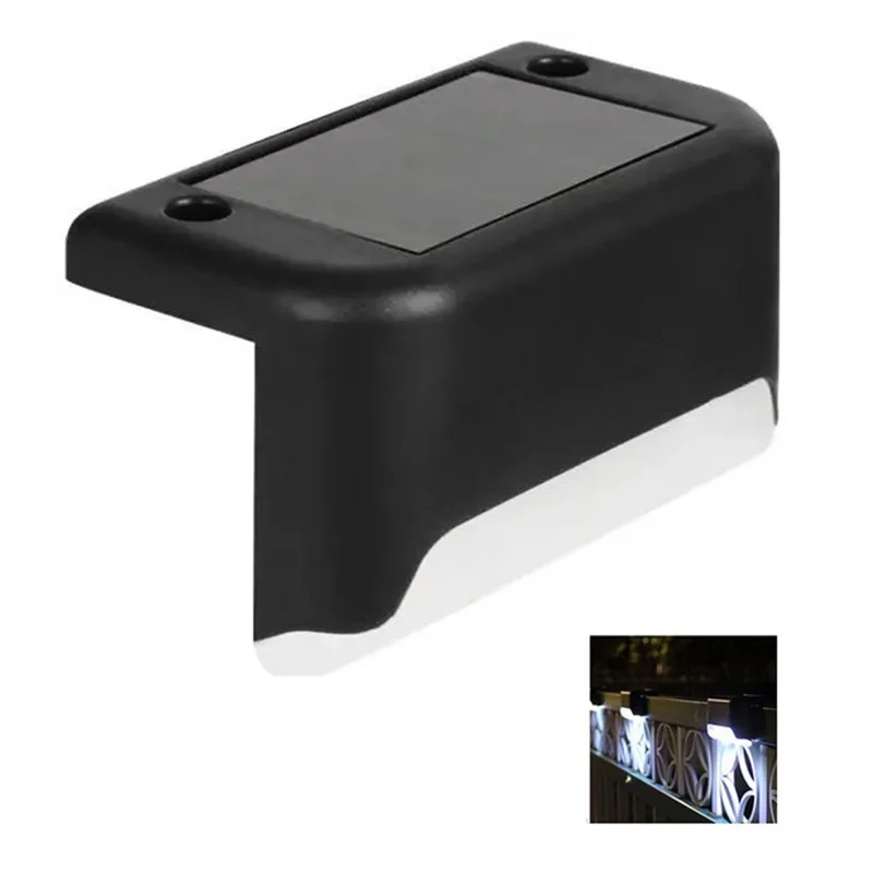 JL-99 Outdoor Solar Power Hedge Lights Railing Lights Staircase Decorative Lights - Black / White Light