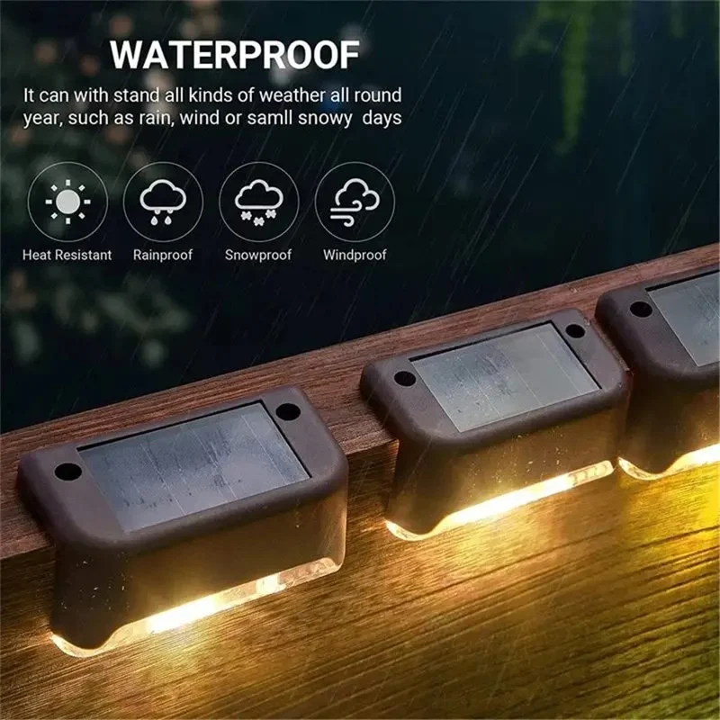 JL-99 Outdoor Solar Power Hedge Lights Railing Lights Staircase Decorative Lights - Brown / White Light