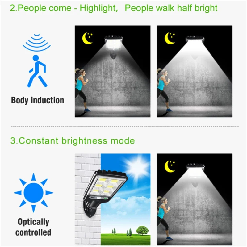 616 Motion Sensor Solar Powered Outdoor Garden Wall Light with Remote Control - 72 COB