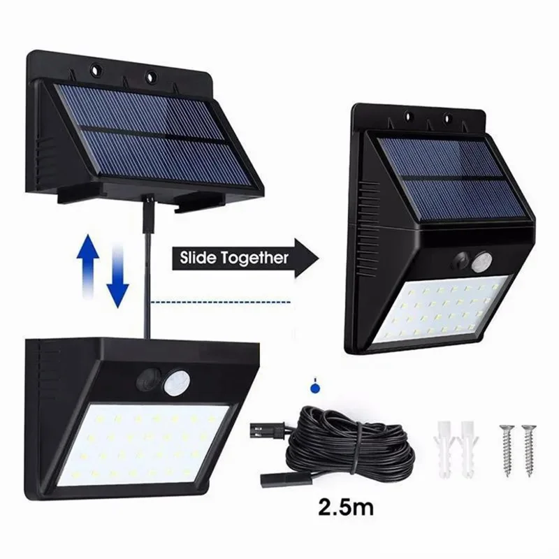 JL-77 30LED Split Solar Light Human Sensor Lights IP65 Waterproof Night Light for Outdoor Garden, Yard
