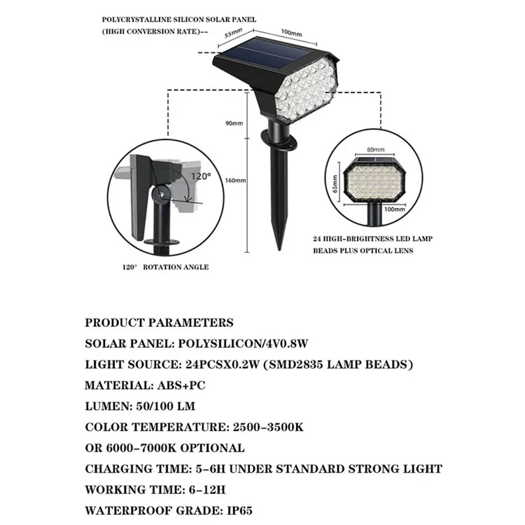 YH0528 4Pcs Luz de paisagem solar Lâmpada de chão para jardim ao ar livre 