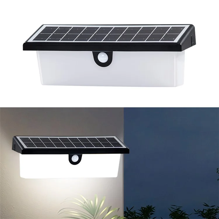 YH0617-PIR Outdoor Solar Power Light Sensing Wall Lamp PIR Induction Waterproof Garden Yard Light - White Light