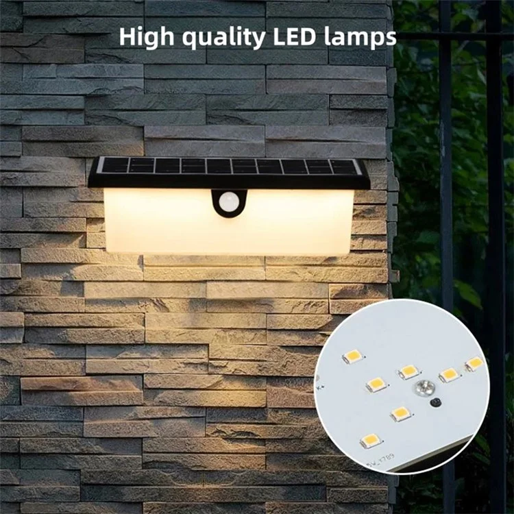 YH0617-PIR Outdoor Solar Power Light Sensing Wall Lamp PIR Induction Waterproof Garden Yard Light - White Light