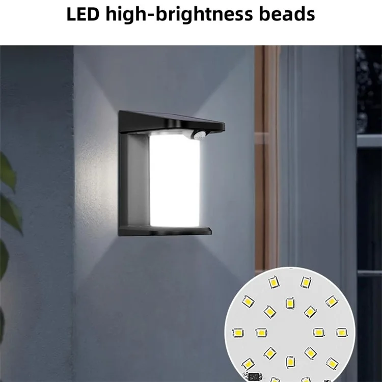 YH0619-PIR Outdoor Solar Motion Sensing Wall Lamp Waterproof Garden Yard Light - White Light