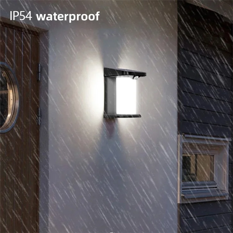 YH0619-PIR Outdoor Solar Motion Sensing Wall Lamp Waterproof Garden Yard Light - White Light