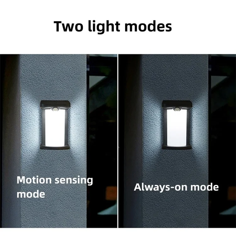 YH0619-PIR Outdoor Solar Motion Sensing Wall Lamp Waterproof Garden Yard Light - White Light