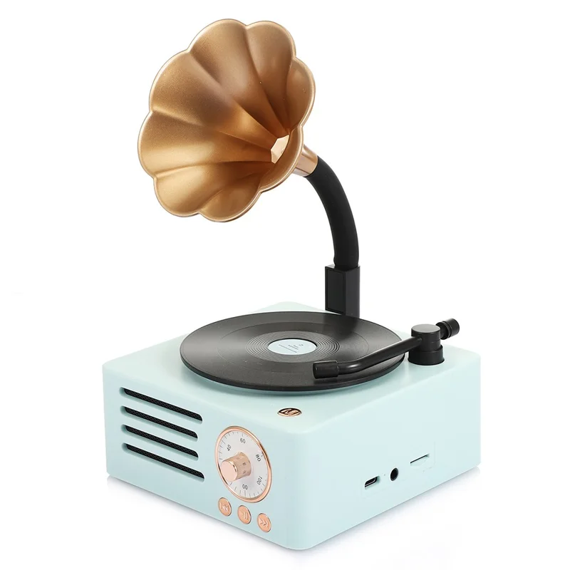 T15 Desktop Wireless Speaker Retro Vinyl Record Design Bluetooth-compatible Speaker (Standard Version) - Baby Blue