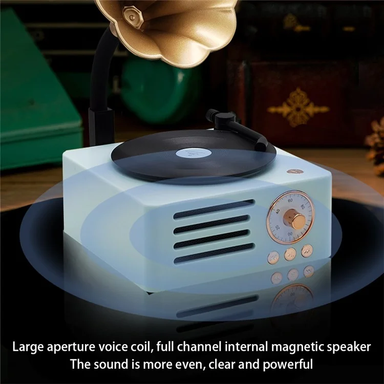 T15 Desktop Wireless Speaker Retro Vinyl Record Design Bluetooth-compatible Speaker (Standard Version) - White