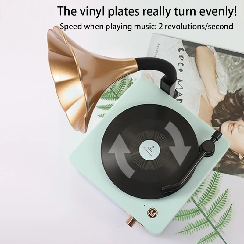 T15 Desktop Wireless Speaker Retro Vinyl Record Design Bluetooth-compatible Speaker (Standard Version) - Pink