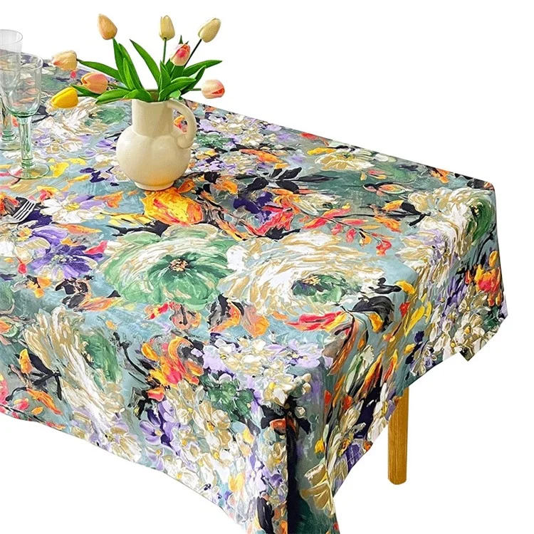 120x120cm wasserdichte, ölfeste Tischdecke Ölgemälde Blumenmuster Party Tischdecke - Bunte Blume