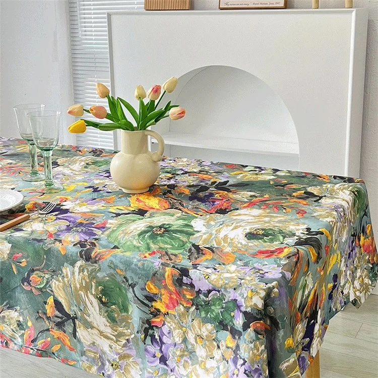 120x120cm wasserdichte, ölfeste Tischdecke Ölgemälde Blumenmuster Party Tischdecke - Bunte Blume