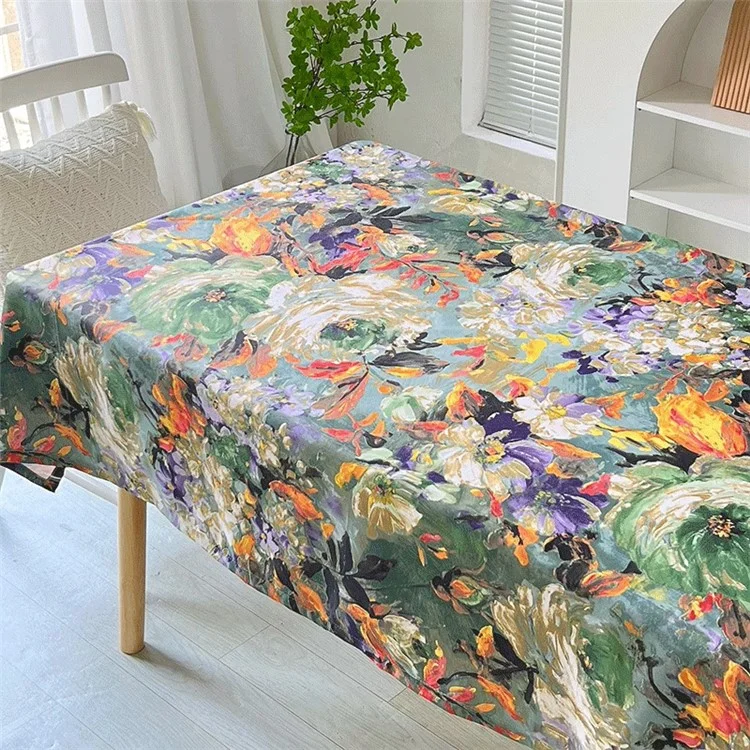 120x120cm wasserdichte, ölfeste Tischdecke Ölgemälde Blumenmuster Party Tischdecke - Bunte Blume