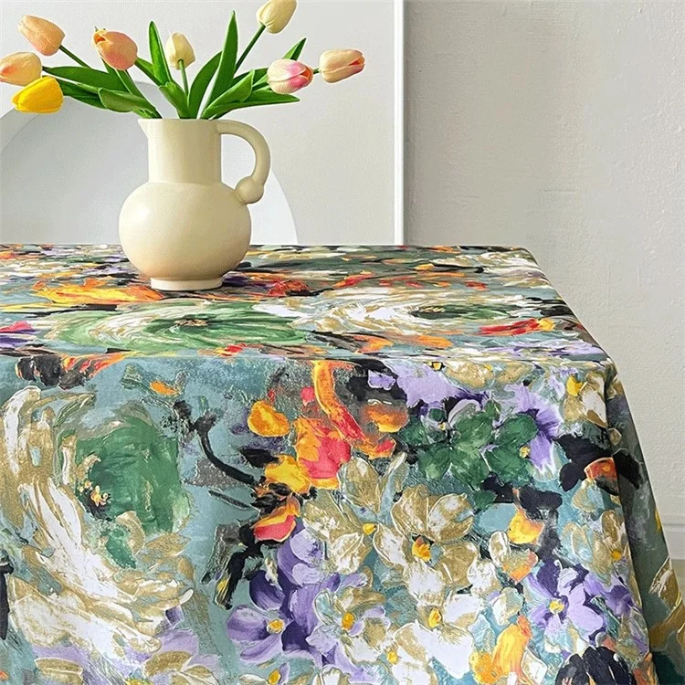 120x120cm wasserdichte, ölfeste Tischdecke Ölgemälde Blumenmuster Party Tischdecke - Bunte Blume