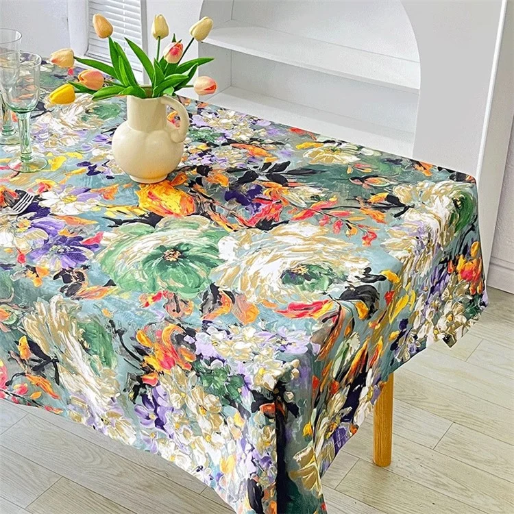 120x120cm wasserdichte, ölfeste Tischdecke Ölgemälde Blumenmuster Party Tischdecke - Bunte Blume