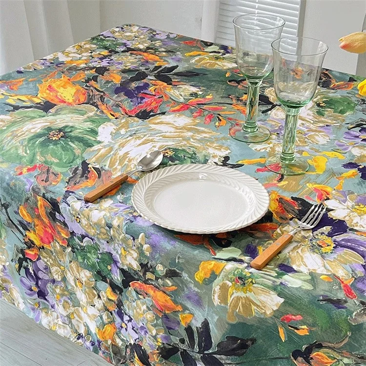 120x120cm wasserdichte, ölfeste Tischdecke Ölgemälde Blumenmuster Party Tischdecke - Bunte Blume