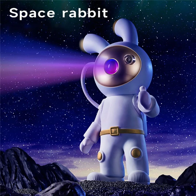 YPH-0125 Bedroom Atmosphere Light Space Rabbit Astronaut Projector Lamp, Battery Powered