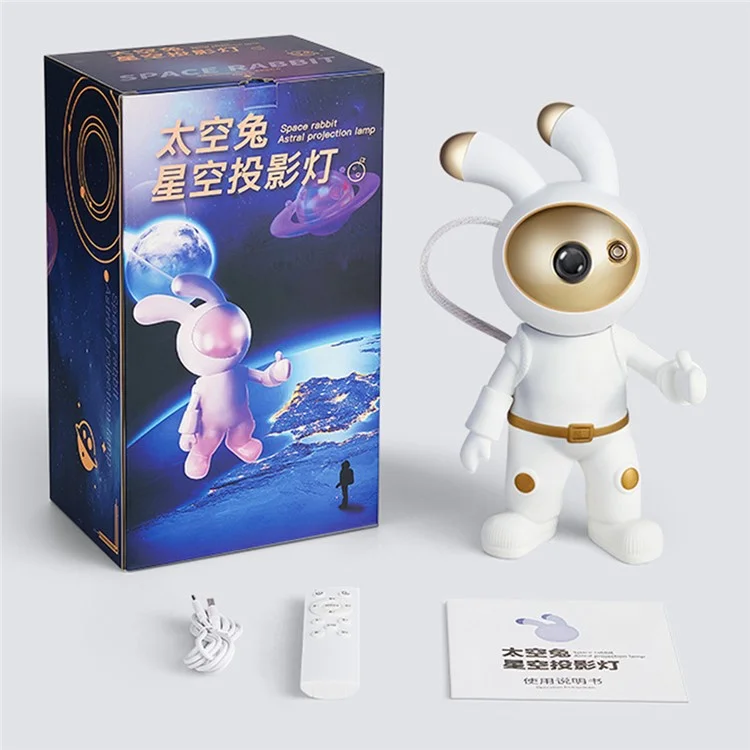 YPH-0125 Bedroom Atmosphere Light Space Rabbit Astronaut Projector Lamp, Battery Powered