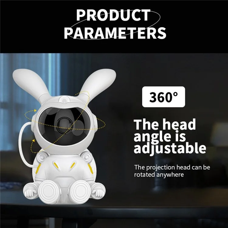 3W a Lado USB Night Light Moon Rabbit Laser Laser Lâmpada de Projeção