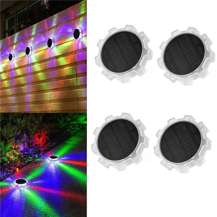 DSL188 Ensemble de 4 Lampes Solaires de Jardin à Capteur de Mouvement à 4 Modes, Éclairage RGB