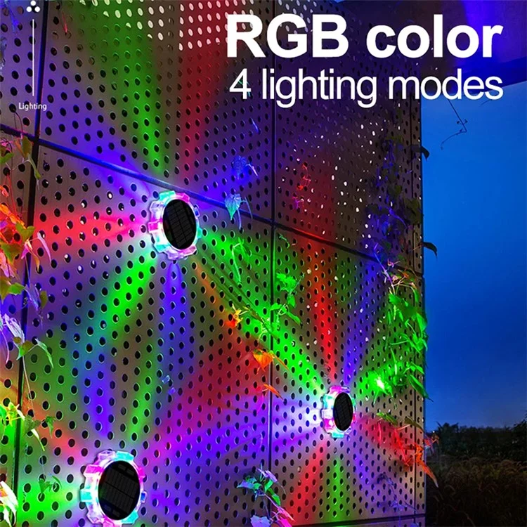 DSL188 Ensemble de 4 Lampes Solaires de Jardin à Capteur de Mouvement à 4 Modes, Éclairage RGB