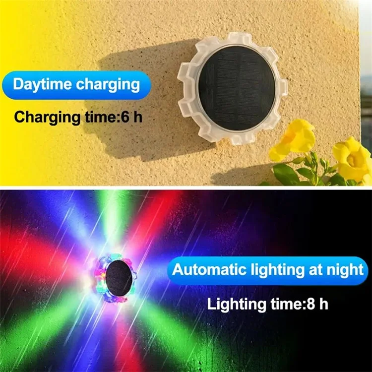 DSL188 Ensemble de 4 Lampes Solaires de Jardin à Capteur de Mouvement à 4 Modes, Éclairage RGB