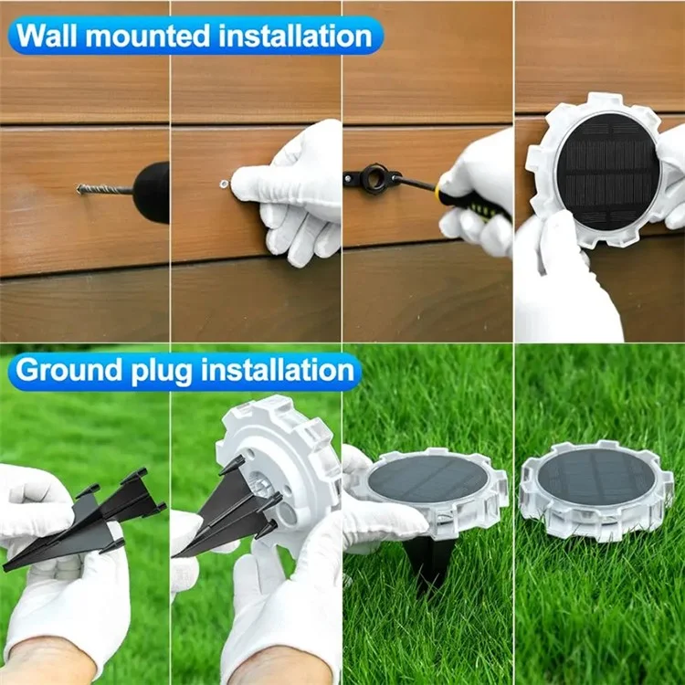 DSL188 Ensemble de 4 Lampes Solaires de Jardin à Capteur de Mouvement à 4 Modes, Éclairage RGB