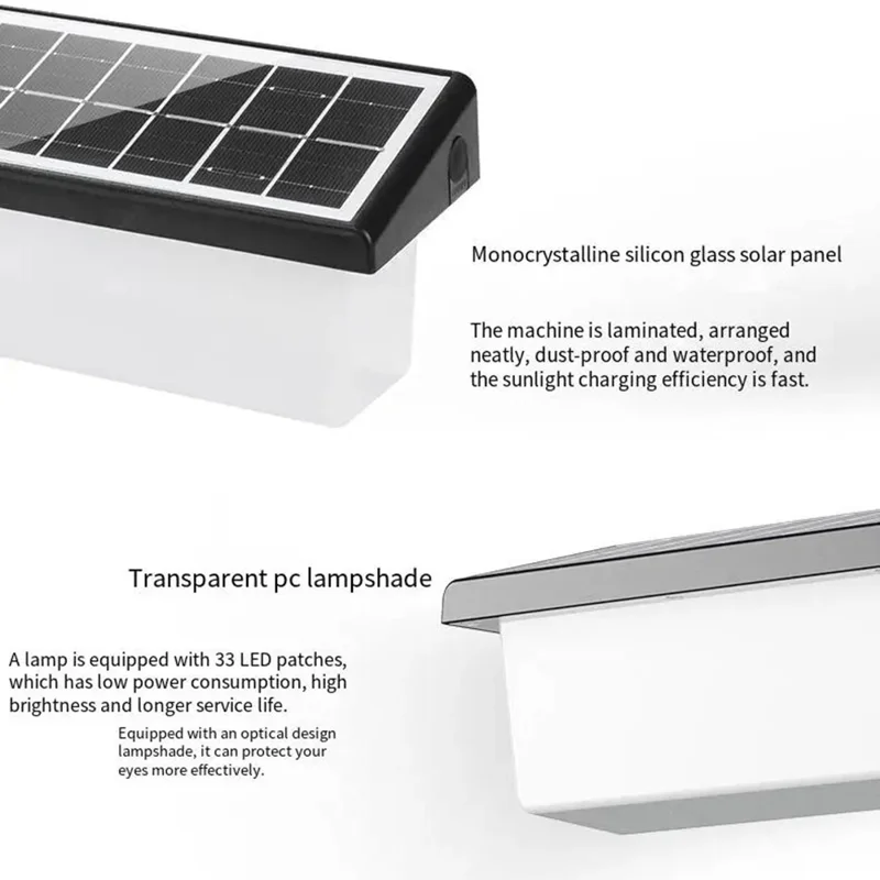 YH0617 Solar Powered Outdoor Waterproof Fence Light Wall Lamp for Garden Yard - White Light