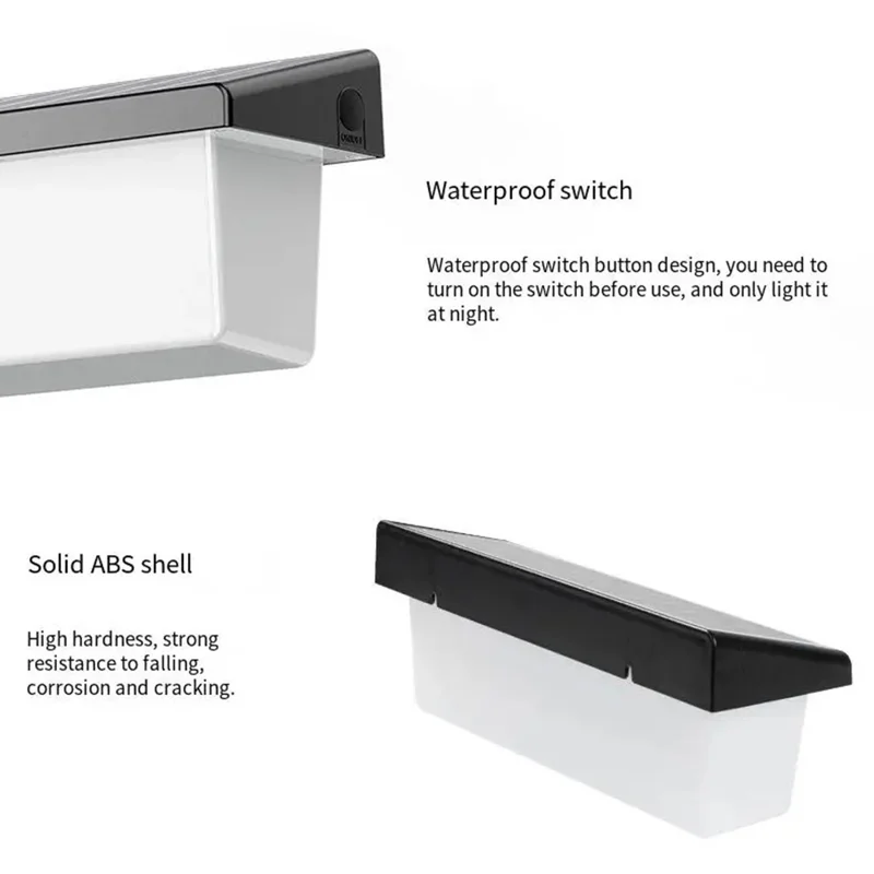 YH0617 Solar Powered Outdoor Waterproof Fence Light Wall Lamp for Garden Yard - White Light