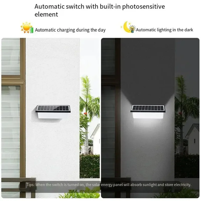 YH0617 Solar Powered Outdoor Waterproof Fence Light Wall Lamp for Garden Yard - Warm Light