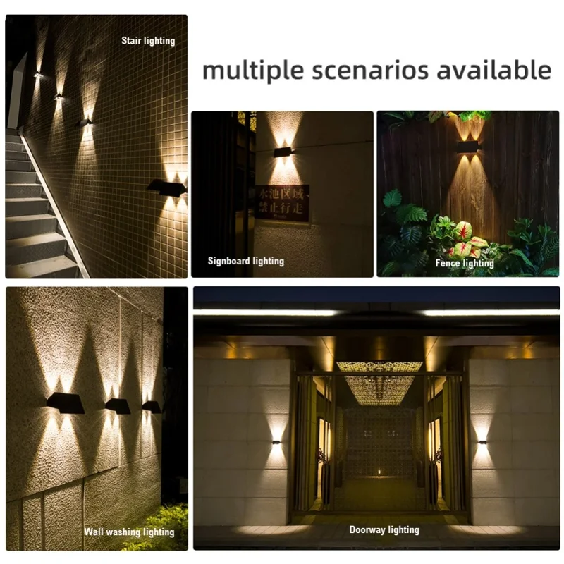YH0616 2PCS Waterproof Porch Wall Hanging Light Solar Powered Outdoor Lamp