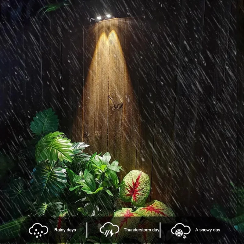 YH0615 2PCS Solar Powered Outdoor Yard Waterproof Garden Light Wall Lamp