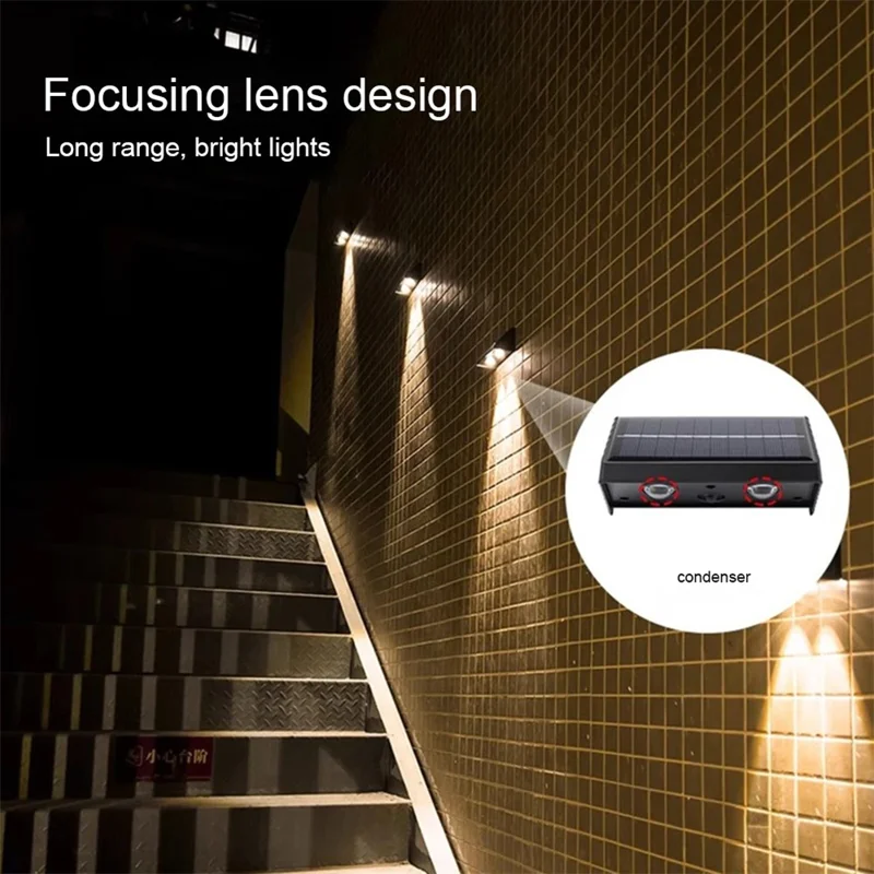 YH0615 2PCS Solar Powered Outdoor Yard Waterproof Garden Light Wall Lamp