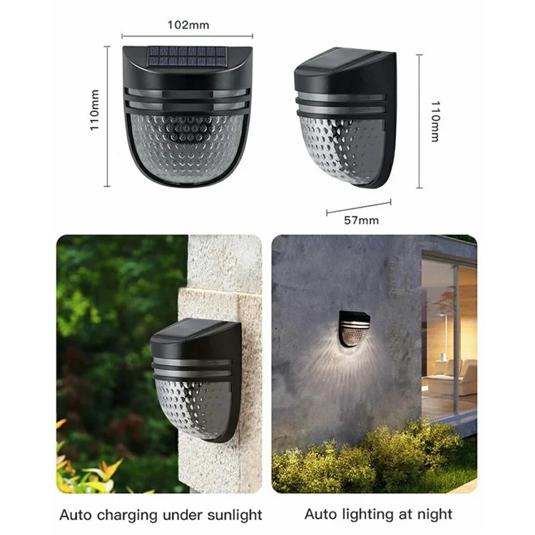 Lampes solaires pour clôture YH0613 à 2 modes, étanches, pour le jardin, la pelouse, le patio, les escaliers, l'extérieur - Lumière chaude