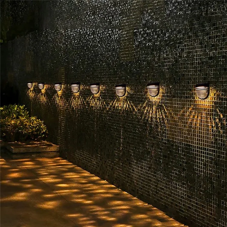 Lampes solaires pour clôture YH0613 à 2 modes, étanches, pour le jardin, la pelouse, le patio, les escaliers, l'extérieur - Lumière chaude
