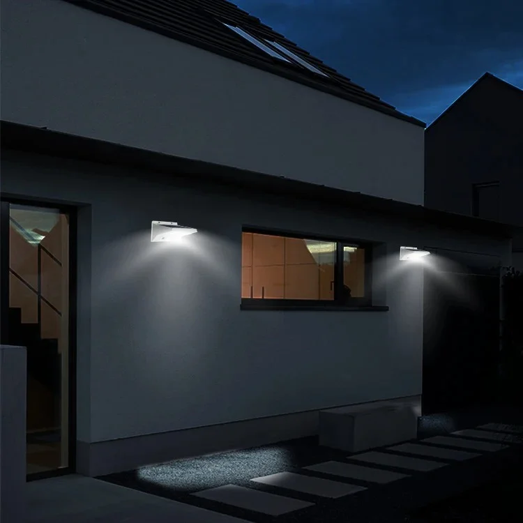 YH0609-PIR Sensor de Movimento Solar Lâmpada de Parede LED, Luz de Pátio Exterior de Aço Inoxidável Pátio Quintal Luzes - Branco Quente