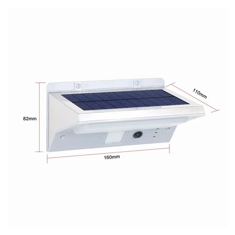 Yh0609 Pir a Luz de Parede do Sensor de Movimento Movido a Solar, Pátio de Aço Inoxidável, Lâmpada de Pátio de Perímetro ao ar Livre - Branco Quente