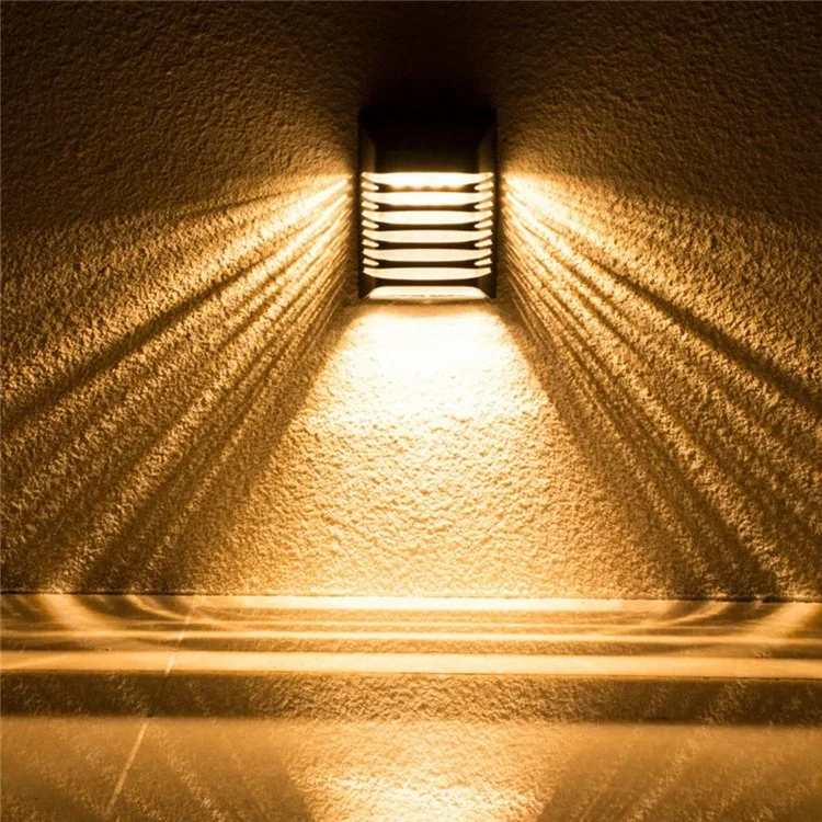 YH0614 Luces Solares Valla de Pared de Forma Cuadrada Lámpara de Jardín Exterior