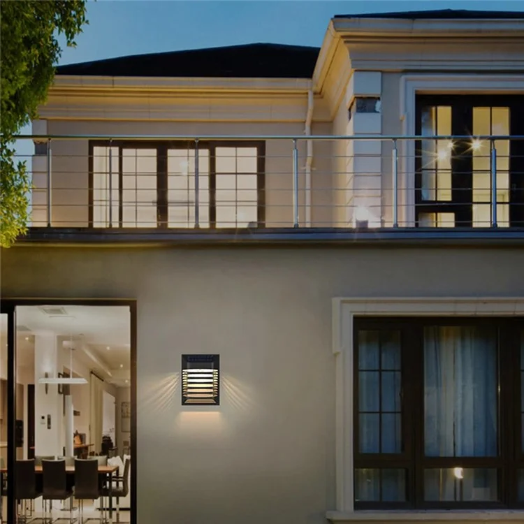 YH0614 Luces Solares Valla de Pared de Forma Cuadrada Lámpara de Jardín Exterior