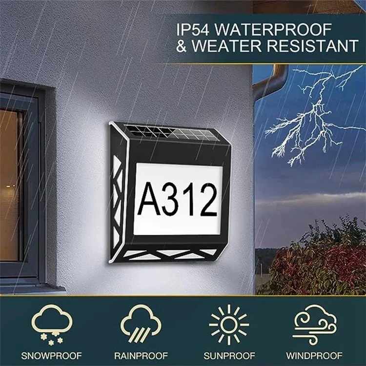 YH1101 Luz Solar para Números de Casa Impermeável Outdoor Luz Branca Placa de Endereço Placa Lâmpada - Preto