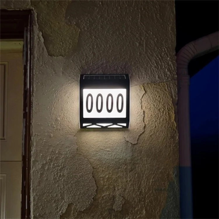 YH1101 Solar House Numbers Light Waterproof Outdoor White Light Address Sign Plaque Lamp - Black