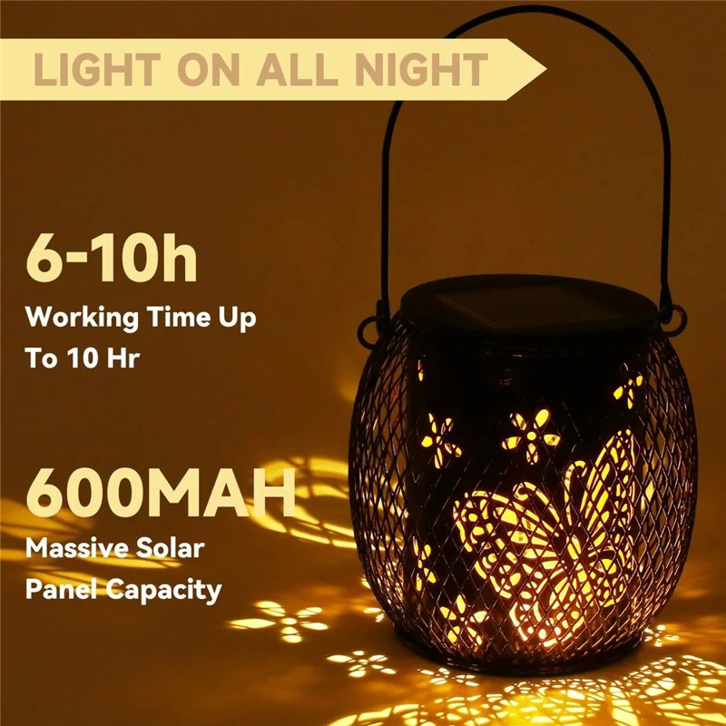 Iron Solar LED Light Hollow-Out Lamp Waterproof Garden Hanging Projection Light (CE, RoHS, FCC) - Butterfly
