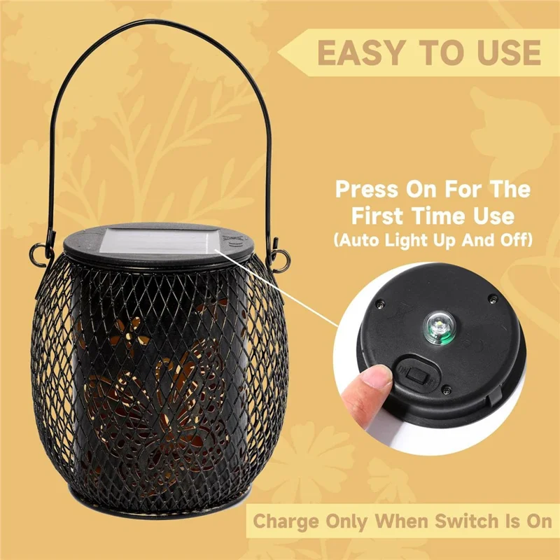 Iron Solar LED Light Hollow-Out Lamp Waterproof Garden Hanging Projection Light (CE, RoHS, FCC) - Butterfly