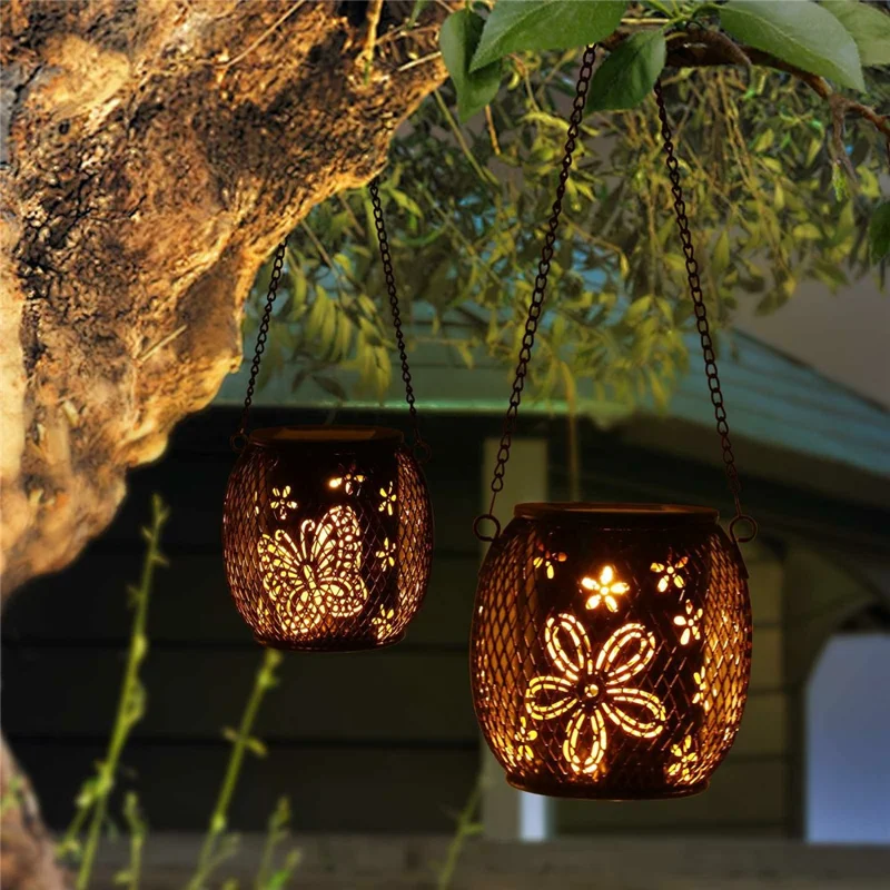 Iron Solar LED Light Hollow-Out Lamp Waterproof Garden Hanging Projection Light (CE, RoHS, FCC) - Butterfly