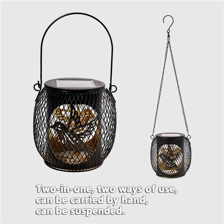 2PCS Waterproof Garden Iron Solar LED Lights Hollow-Out Lamps Hanging Projection Lights (CE, RoHS, FCC) - Bird