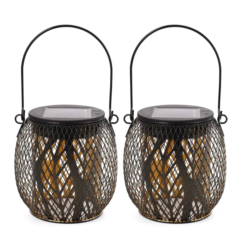 2PCS Waterproof Garden Iron Solar LED Lights Hollow-Out Lamps Hanging Projection Lights (CE, RoHS, FCC) - Leaf