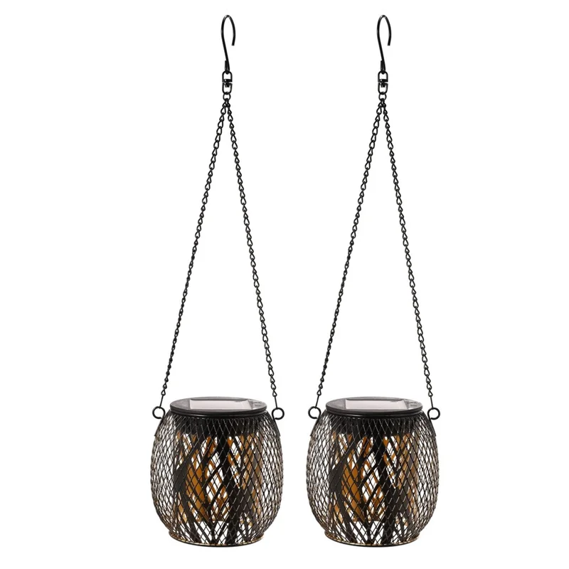 2PCS Waterproof Garden Iron Solar LED Lights Hollow-Out Lamps Hanging Projection Lights (CE, RoHS, FCC) - Leaf