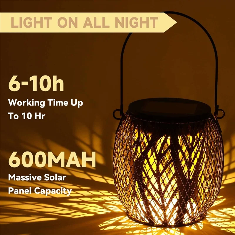 2PCS Waterproof Garden Iron Solar LED Lights Hollow-Out Lamps Hanging Projection Lights (CE, RoHS, FCC) - Leaf