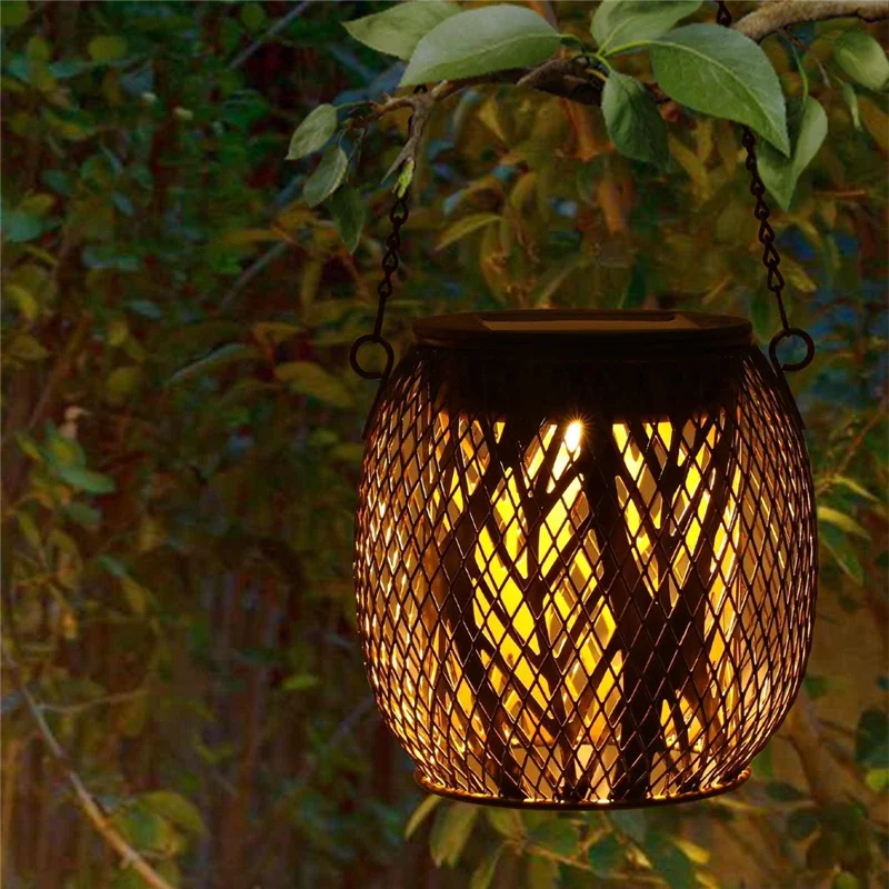 2PCS Waterproof Garden Iron Solar LED Lights Hollow-Out Lamps Hanging Projection Lights (CE, RoHS, FCC) - Leaf
